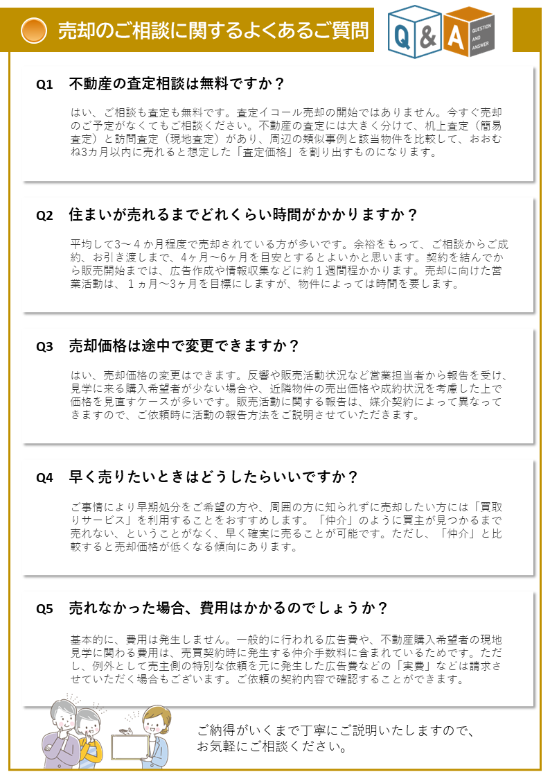 売主様の立場になって不動産売却の様々な疑問を解決します